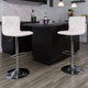 White |#| Contemporary Button Tufted White Vinyl Adjustable Barstool with Chrome Base