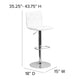 White |#| Contemporary Button Tufted White Vinyl Adjustable Barstool with Chrome Base