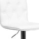 White |#| Contemporary Button Tufted White Vinyl Adjustable Barstool with Chrome Base