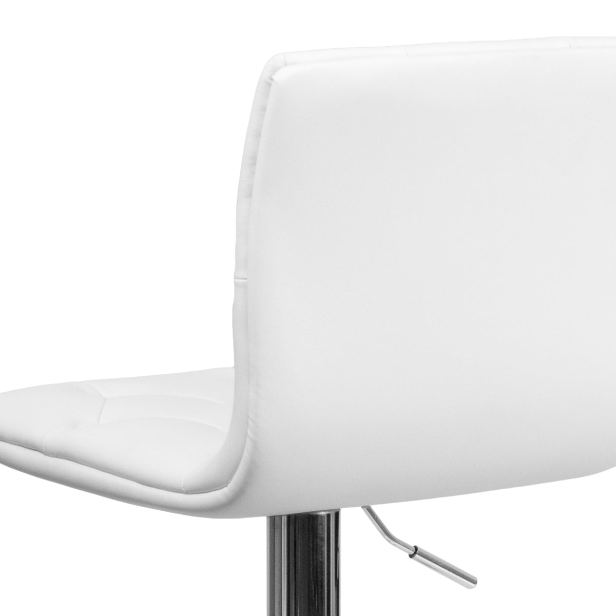 White |#| Contemporary Button Tufted White Vinyl Adjustable Barstool with Chrome Base