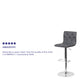 Gray |#| Contemporary Button Tufted Gray Vinyl Adjustable Barstool with Chrome Base