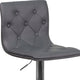 Gray |#| Contemporary Button Tufted Gray Vinyl Adjustable Barstool with Chrome Base