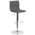 Contemporary Button Tufted Vinyl Adjustable Height Barstool with Chrome Base