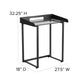 Clear Tempered Glass Desk w/ Raised Cable Management Border & Black Metal Frame