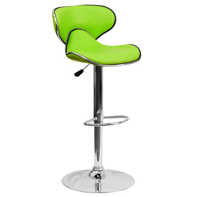 Contemporary Cozy Mid-Back Vinyl Adjustable Height Barstool with Chrome Base