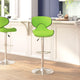 Green |#| Contemporary Cozy Mid-Back Green Vinyl Adjustable Height Barstool w/ Chrome Base