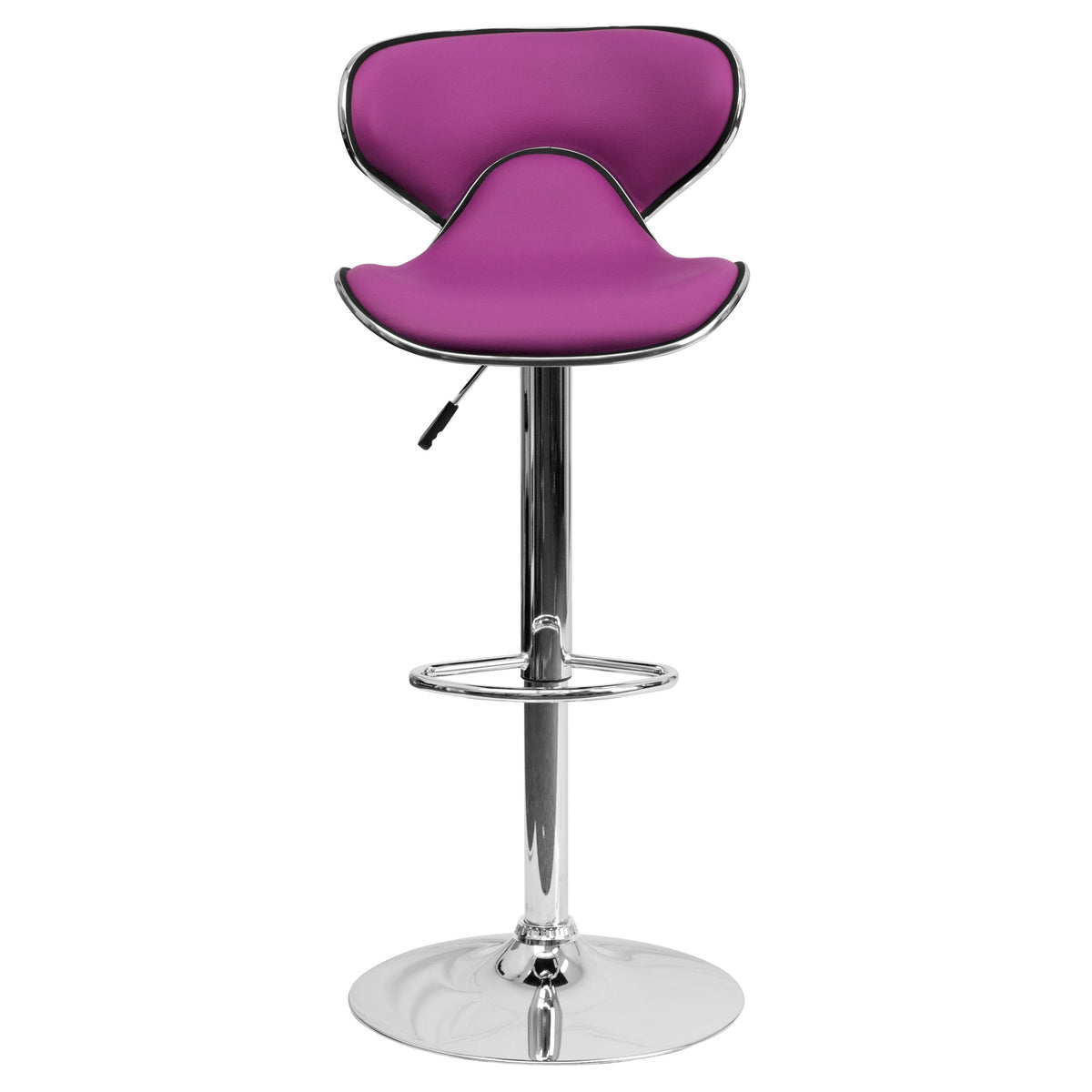 Purple |#| Contemporary Cozy Mid-Back Purple Vinyl Adjustable Height Barstool w/Chrome Base