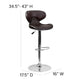 Brown |#| Contemporary Cozy Mid-Back Brown Vinyl Adjustable Height Barstool w/ Chrome Base