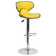 Yellow |#| Contemporary Cozy Mid-Back Yellow Vinyl Adjustable Height Barstool w/Chrome Base