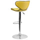 Yellow |#| Contemporary Cozy Mid-Back Yellow Vinyl Adjustable Height Barstool w/Chrome Base