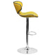 Yellow |#| Contemporary Cozy Mid-Back Yellow Vinyl Adjustable Height Barstool w/Chrome Base