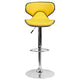 Yellow |#| Contemporary Cozy Mid-Back Yellow Vinyl Adjustable Height Barstool w/Chrome Base