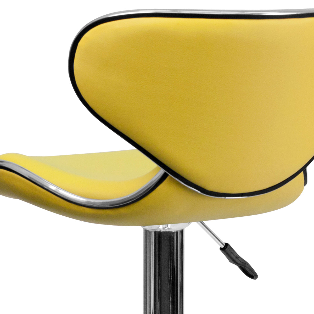 Yellow |#| Contemporary Cozy Mid-Back Yellow Vinyl Adjustable Height Barstool w/Chrome Base