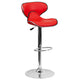 Red |#| Contemporary Cozy Mid-Back Red Vinyl Adjustable Height Barstool with Chrome Base