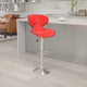 Red |#| Contemporary Cozy Mid-Back Red Vinyl Adjustable Height Barstool with Chrome Base