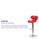 Red |#| Contemporary Cozy Mid-Back Red Vinyl Adjustable Height Barstool with Chrome Base