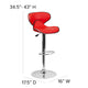 Red |#| Contemporary Cozy Mid-Back Red Vinyl Adjustable Height Barstool with Chrome Base