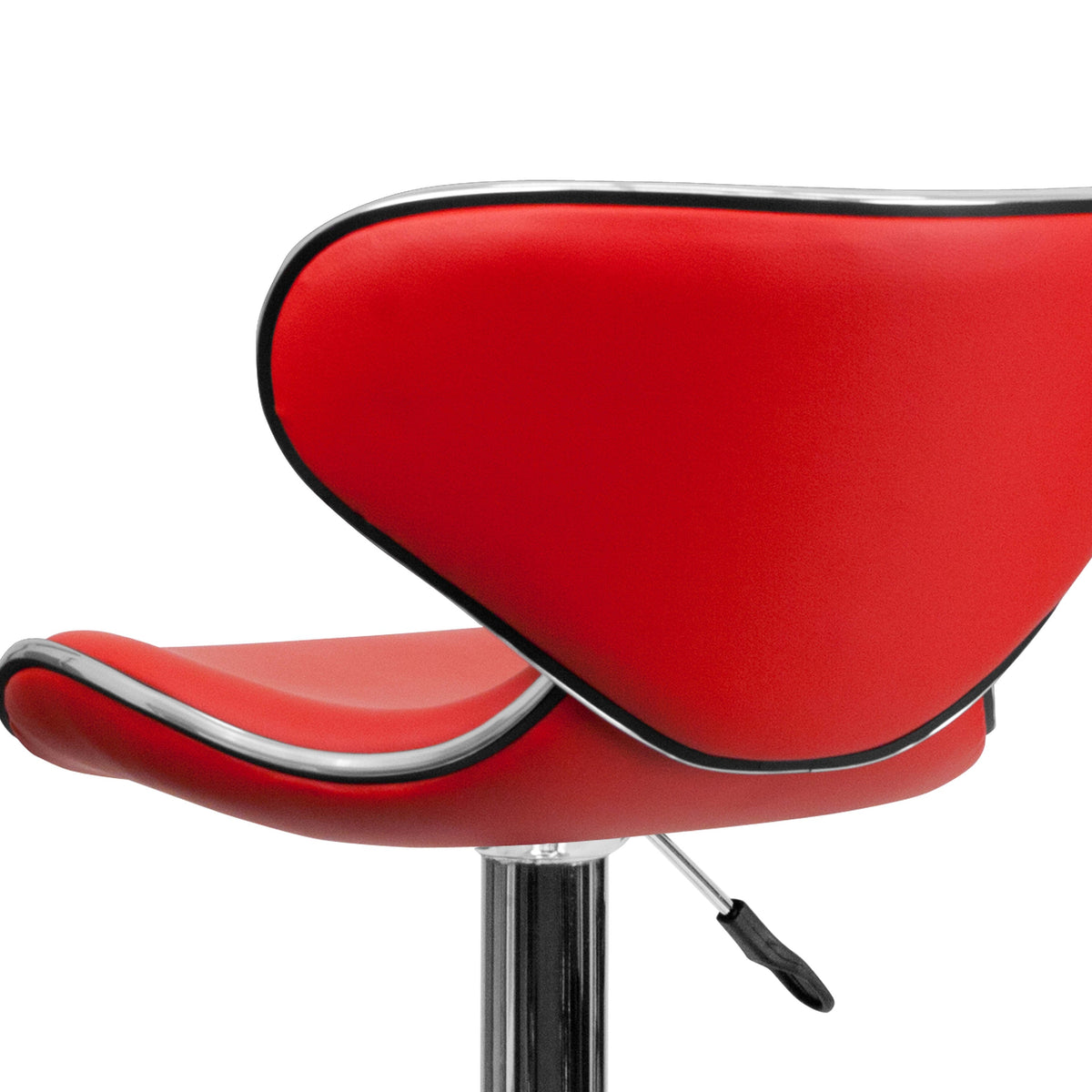 Red |#| Contemporary Cozy Mid-Back Red Vinyl Adjustable Height Barstool with Chrome Base