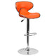 Orange |#| Contemporary Cozy Mid-Back Orange Vinyl Adjustable Height Barstool w/Chrome Base