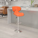 Orange |#| Contemporary Cozy Mid-Back Orange Vinyl Adjustable Height Barstool w/Chrome Base