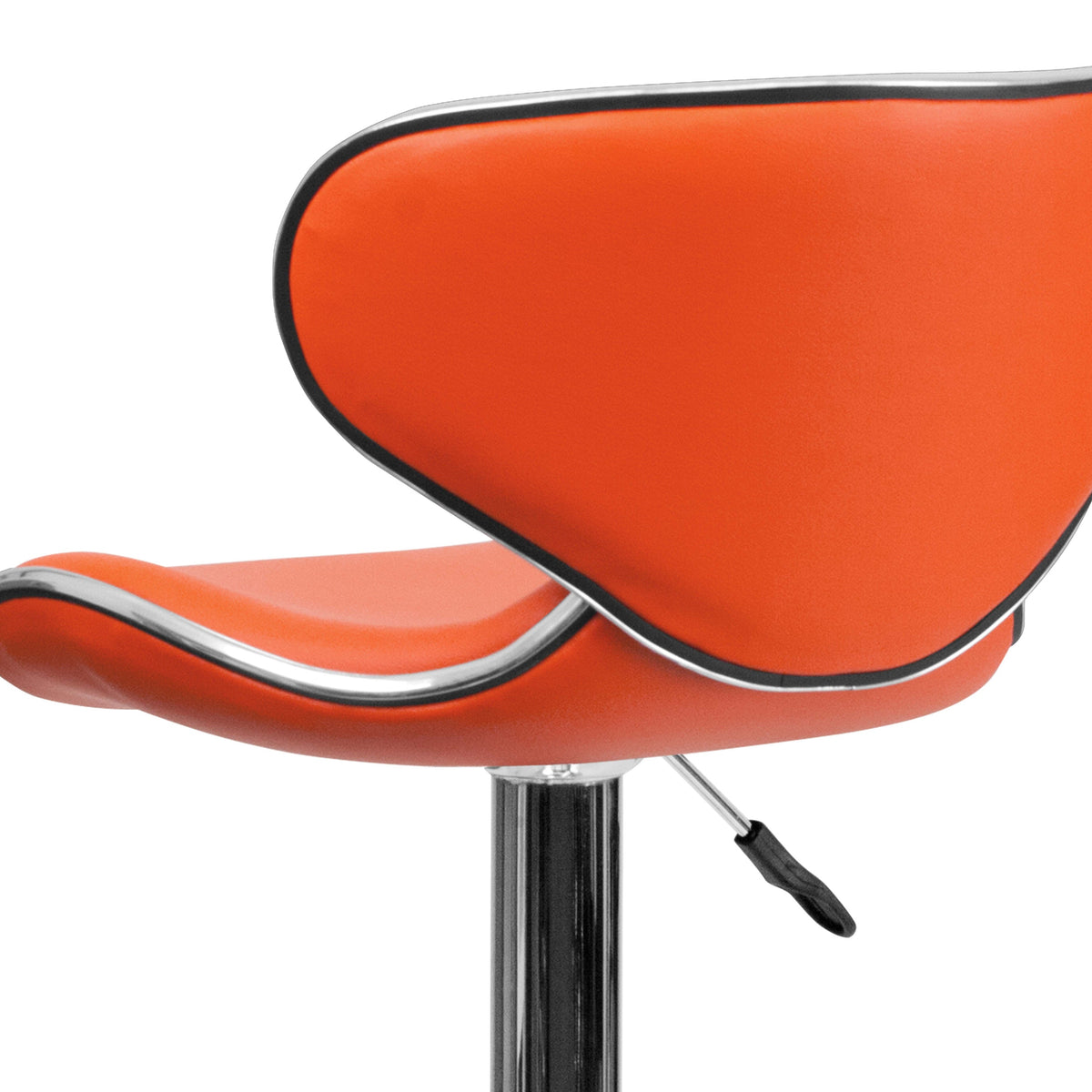 Orange |#| Contemporary Cozy Mid-Back Orange Vinyl Adjustable Height Barstool w/Chrome Base