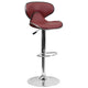 Burgundy |#| Contemporary Mid-Back Burgundy Vinyl Adjustable Height Barstool w/ Chrome Base