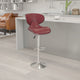 Burgundy |#| Contemporary Mid-Back Burgundy Vinyl Adjustable Height Barstool w/ Chrome Base