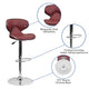 Burgundy |#| Contemporary Mid-Back Burgundy Vinyl Adjustable Height Barstool w/ Chrome Base