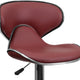 Burgundy |#| Contemporary Mid-Back Burgundy Vinyl Adjustable Height Barstool w/ Chrome Base