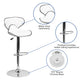 White |#| Contemporary Cozy Mid-Back White Vinyl Adjustable Height Barstool w/ Chrome Base