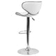 White |#| Contemporary Cozy Mid-Back White Vinyl Adjustable Height Barstool w/ Chrome Base