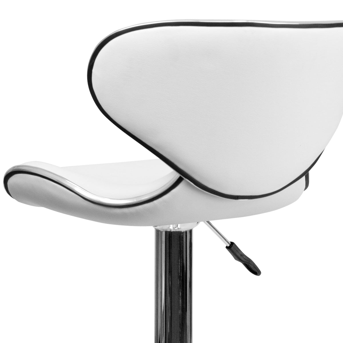 White |#| Contemporary Cozy Mid-Back White Vinyl Adjustable Height Barstool w/ Chrome Base