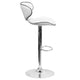 White |#| Contemporary Cozy Mid-Back White Vinyl Adjustable Height Barstool w/ Chrome Base