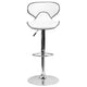 White |#| Contemporary Cozy Mid-Back White Vinyl Adjustable Height Barstool w/ Chrome Base