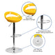 Yellow |#| Yellow Plastic Adjustable Height Barstool w/ Rounded Cutout Back & Chrome Base