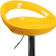 Yellow |#| Yellow Plastic Adjustable Height Barstool w/ Rounded Cutout Back & Chrome Base