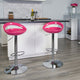 Pink |#| Pink Plastic Adjustable Height Barstool with Rounded Cutout Back & Chrome Base