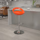 Orange |#| Orange Plastic Adjustable Height Barstool w/ Rounded Cutout Back & Chrome Base