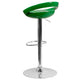 Green |#| Green Plastic Adjustable Height Barstool with Rounded Cutout Back & Chrome Base