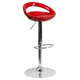 Red |#| Red Plastic Adjustable Height Barstool with Rounded Cutout Back and Chrome Base