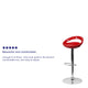 Red |#| Red Plastic Adjustable Height Barstool with Rounded Cutout Back and Chrome Base