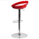 Red |#| Red Plastic Adjustable Height Barstool with Rounded Cutout Back and Chrome Base