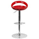 Red |#| Red Plastic Adjustable Height Barstool with Rounded Cutout Back and Chrome Base