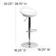 White |#| White Plastic Adjustable Height Barstool with Rounded Cutout Back & Chrome Base