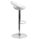 White |#| White Plastic Adjustable Height Barstool with Rounded Cutout Back & Chrome Base