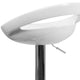 White |#| White Plastic Adjustable Height Barstool with Rounded Cutout Back & Chrome Base