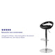 Black |#| Black Plastic Adjustable Height Barstool with Rounded Cutout Back & Chrome Base