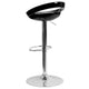 Black |#| Black Plastic Adjustable Height Barstool with Rounded Cutout Back & Chrome Base