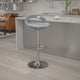 Silver |#| Silver Plastic Adjustable Height Barstool w/ Rounded Cutout Back & Chrome Base