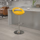 Yellow |#| Yellow Plastic Adjustable Height Barstool w/ Rounded Cutout Back & Chrome Base